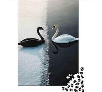 Cygne Noir sur Glace Puzzle À 1000 Morceaux Papier Épais Puzzle Familial Passionnés Casse-tête Compatible Plateau Heures Divertissement Garanties 38x26cm/1000pcs