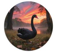 Cygne NoirPuzzle Rond 1000 Pièces Complexité Intermédiaire Meilleur pour Adolescents Affûtage des Compétencesoiseau Idéal Cadeau Présentation Puzzle 1000pcs (67.5x67.5cm)