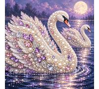 Cygne Perles Diamond Painting E04 | Décoration d'atelier créatif, 40x40 cm, Activité créative de diamond painting, Cadeau créatif pour passionnés de loisirs