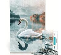 Cygne sur Un lac Tranquille Puzzle de 1000 pièces pour Adolescents Stimule la mémoire Amusant et Relaxant Bords précis Cadeau attentionné 38x52cm