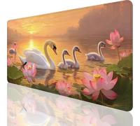 Cygne Tapis de Souris XXL 900 x 400 mm,Grand Tapis de Souris Paysage Design avec Bords Cousus 3mm,Mouse Pad Gaming Accessoire Bureau Desk Decoration,Imperméable Résistant à Usure Lavable,Gifts,o-228