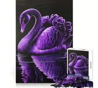 Cygne Violet dans Le reflet de l'eau Puzzle de 1000 pièces pour Adultes Améliore la mémoire et Le Plaisir de Jouer Ensemble Bords précis Cadeau saisonnier (38x52cm)