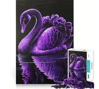 Cygne Violet dans Le reflet de l'eau Puzzle de 1000 pièces pour Adultes Jeu de réflexion Stimulant Amusant à Partager Découpe de qualité Cadeau Exquis (50x75cm)