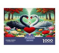 Cygne1000 Pièces Puzzle FamilialLove Cygne pour Adultes Jeu D'Intelligence Premium avec Défis Paysagedes QuatreSaisons 70x50cm/1000pcs