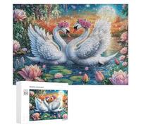 Cygnes avec couronnes Roses et cœurs Rouges Puzzle 300 Pièces pour Adultes Entraînement Cérébral Maîtrise Logique Cadeau pour Amateurs De Défis 300 PCS