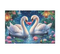Cygnes Blancs sur Le lac 1000 Pieces Casse-tête Adulte en Carton Anti-Déchirure Les Animaux de Compagnie Mignons réchauffent Le cœur Difficile Moyenne Décoration Murale Jeu De Société Anti-Stress Loi