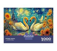 Cygnes dans la Nuit étoilée 1000 Pièces Puzzle FamilialSwans Van Gogh pour Adultes Moderne Jeu Premium avec Défis Paysagedes QuatreSaisons 52x38cm/1000pcs