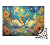 Cygnes dans la Nuit étoilée Bundle Puzzle 1000 Pièces pour Fans Adultes, Carton Épais,Art Romantique Décoration Murale Maison,Cadeau Nouvel an 52x38cm/1000pcs