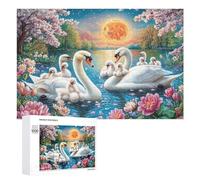 Cygnes et Canards sur Le Chemin ensoleillé Puzzle 1000 Pièces pour Adolescents 14+ Exercice Logique Développement Cadeau pour Éducation 1000 PCS