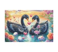 Cygnes Noirs avec des Colliers de Perles au Coucher du Soleil Puzzle 1000 Pièces pour Adultes Educa Art Contemporain Décoration Salon Qualité Supérieure Détente Famille Cadeau 1000 PCS