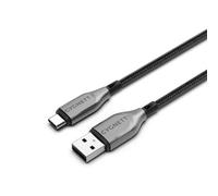 Cygnett Câble USB-C vers USB-A Série Armoured – USB 2.0, 60 W charge rapide, 480 Mbps, 2 m, noir