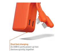 Cygnett Powerbank Thumboost 5k Arancione 5000mah Con Cavo Usb-C Integrato
