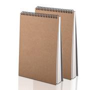 CYH 2 Pièces Carnet de Dessin A4 - Cahier de Dessin Reliure Spirale 30 Feuilles 160 g/m² - Carnet Croquis Papier Dessin avec Couverture en Kraft