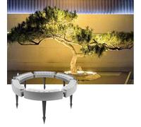 CYHTYM Anneau lumineux Lampe circulaire d'extérieur pour arbre et palmier, projecteur paysager DC24V 12W, éclairage sans fil extensible et emboîtable(Yellow light,6 SETS)