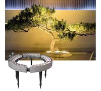 CYHTYM Anneau lumineux Lampe circulaire d'extérieur pour arbre et palmier, projecteur paysager DC24V 12W, éclairage sans fil extensible et emboîtable(Warm Light Lamp,5 SETS)