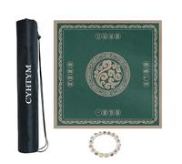 CYHTYM Tapis de Mahjong carré en Cuir avec Sac de Rangement et Bracelet, adapté aux Tables à Manger, Tapis de Table de Mahjong Automatique(Green-1,75cm/29.5")