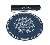 CYHTYM Tapis de Mahjong Circulaire Bleu de Style Chinois, adapté aux Jeux de Table, Enroulable(80CM/31.5")