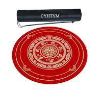 CYHTYM Tapis de Mahjong Circulaire Rouge de Style Chinois, avec Sac de Rangement, antidérapant et antibruit(Red2,120cm/47.2")