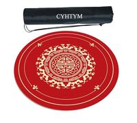CYHTYM Tapis de Mahjong Circulaire Rouge de Style Chinois, avec Sac de Rangement, antidérapant et antibruit(Red1,95cm/37.4")
