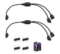 Cyiamku 2 Pièces Câbles RGB PC 1 vers 2, Splitter ARGB 3 Pin 5V 30 cm avec Broches Mâles, Extension ARGB Adressable pour Ventilateurs et Bandes LED, Compatible avec Cartes Mères Hubs RGB de PC Gaming