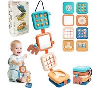 Cyiecw 7 in 1 Jouet Montessori 1 an et Plus, Jouet d'apprentissage sensoriel précoce pour bébé, idéal de Cube d'activité pour Les Voyages en Avion Tout-Petit