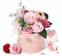 Cyiecw Boîte Cadeau de Roses Éternelles Roses - Bouquet de Fleurs Artificielles Parfumées, Cadeau Romantique pour Mère/Petite Amie/Épouse/Grand-mère, Saint-Valentin Anniversaire Noël Fête des Mères