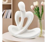 Cyiecw Statue de Penseur Blanc en Céramique Decoration Maison, Moderne Figurines Ornement, Sculptures Abstraites Esthétiques pour Le Salon, La Chambre à Coucher, Le Bureau, Le Café-Bar
