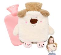Cyiecweu Bouillotte eau Chaude, 1L Peluche Bouillotte Enfant Amovible et Lavable Style Chiot, Bouillotte Caoutchouc pour S'endormir et Comme Cadeau de Noël