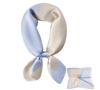 Cyiecweu Foulard en soie pour femme, écharpe légère en soie, bandana, foulard, écharpe élégante, cadeau pour femme (Curry bleu)