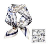 Cyiecweu Foulard en soie pour femme, écharpe légère en soie, bandana, foulard, écharpe élégante, cadeau pour femme (Bleu foncé)