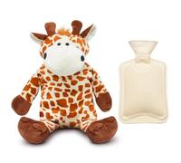 Cyiecweu Peluche Girafe Bouillotte, 1L Amovible et Lavable Bouillotte Bebe Anti Colique, Regles Douloureuses pour Douleurs Musculaires Rhumes Maux D'estomac, Femmes Enfants