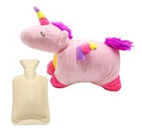 Cyiecweu Peluche Licorne Bouillotte, 1L Amovible et Lavable Bouillotte Bebe Anti Colique, Bouillotte Regles Douloureuses pour Douleurs Musculaires Rhumes Maux D'estomac, Femmes Enfants