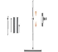 Cyiecweu Raclette Douche Télescopique avec Tête Rotative à 180° - Raclette Sol et Vitre avec Manche Long Extensible - Balai Raclette Sol Anti-Traces pour Salle de Bain, Carrelage et Poils d'animaux