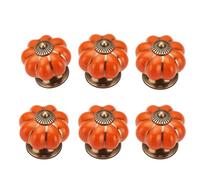 CYILIUEN Lot de 6 boutons en céramique avec joint à vis et tournevis en céramique orange pour placard de cuisine