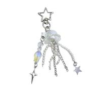 CYILPR Porte-clés coloré fait à la main pour téléphone portable bijoux tendance pendentif sac breloque téléphone cordon téléphone cadeau parfait pour femme fille, Méduse Laser Poisson, taille unique