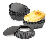 Cyimi Lot de 12 moules à tartelettes réutilisables en acier au carbone pour tartes, quiches, gâteaux au fromage, desserts - 7,6 cm