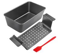 Cyimi Lot de 2 moules à pain de viande rectangulaires avec plateau de drainage, moule à pain anti-adhésif avec insert de 22,9 x 12,7 cm, pour la cuisson du pain et de la viande, noir