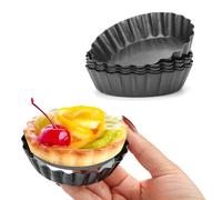 Cyimi Lot de 6 moules à tartelettes en acier au carbone réutilisables avec fond amovible de 7,6 cm pour tartes, quiches, gâteaux au fromage, desserts