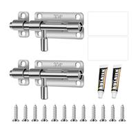 CYIOU 2 Pièces Loquet Porte avec 12 Pcs Vis Acie inoxydable 304 Verrou Porte Loquet Coulissant Verrou de Porte 3.34 x 1.18 Pouce pour Armoires Portes Fenêtres Entrepôts