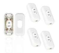 CYIOU 4 Pièces Interrupteur Lampe de Chevet 6A 250V Interrupteur pour Lampe Mini Interrupteur avec Voyant pour Lampe Inline 2-3 Ligne pour Petit Appareil Lampe de Bureau Lampe de Chevet (Blanc)