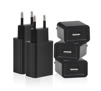 CYIOU 5 Pack USB Chargeur 5V/1A Prise 5W Chargeur USB Adaptateur Secteur Compatible Téléphone Portable Lecteur ebook Écouteurs Lampe Table Routeur Ventilateur de Poche (Noir)