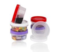CYIOU 6 Pcs Boîtes Alimentaires avec Couvercles 300ML Mini Boîte Alimentaire Plastique Conservation Petits Contenants Alimentaire pour Congélateur Lave-vaisselle Fruits Yaourts (Violet/Rouge/Blanc)