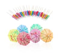 CYIOU Cocktail Parapluies 50 Pièces Mini Parasols Boisson Picks Parapluies en Papier Ombrelles à Cocktails Mixtes en Papier pour La Décoration de Bar Les Accessoires Fêtes Tropicales 10cm
