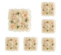 CYJAZNHH Panneau Mural de Fleurs artificielles en Soie Multicolore 35 x 35 cm, Lot de 6(Champagne)