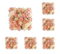 CYJAZNHH Panneau Mural de Fleurs artificielles en Soie Multicolore 35 x 35 cm, Lot de 6(Champagne Light Pink)