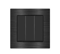 CYJAZNHH Panneau mural d'interrupteur d'éclairage, 3 gangs, 2 voies, 16A, 250V, alliage d'aluminium, 82mm X 82mm(Schwarz)