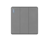 CYJAZNHH Panneau mural d'interrupteur d'éclairage, panneau PC 16A, bouton à bascule, 1 à 4 gangs, 1 à 2 voies, multicolore, 86mm(Grey 3gang,1way)