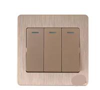 CYJAZNHH Panneau mural interrupteur doré, 1-4 boutons, 1 voie, 1 pièce, marche/arrêt(3-gang)