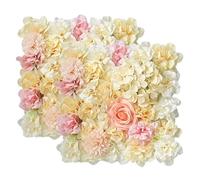 CYJAZNHH Panneaux muraux de Fleurs artificielles Multicolores 15 x 15 Pouces, Lot de 2(Yellow Pink)