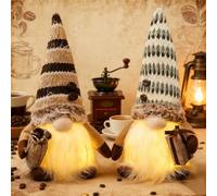 CYJJYZ 2 Pcs Nains Thanksgiving d'automne en Peluche, Automne Nain Visage Poupée Décoration, Café Gnomes Peluche, Porte-Bonheur